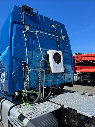 Universal 12V/24V truck air conditioner, Intelligent inverter parking air conditioner, 10000btu, suitable for van, truck, caravan, crane, excavator,passenger car (red,12V)