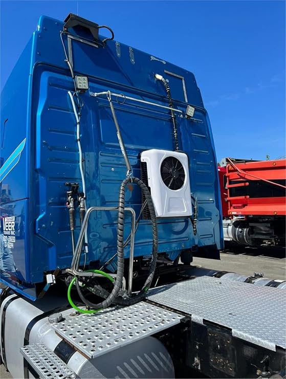 Universal 12V/24V truck air conditioner, Intelligent inverter parking air conditioner, 10000btu, suitable for van, truck, caravan, crane, excavator,passenger car (red,12V)
