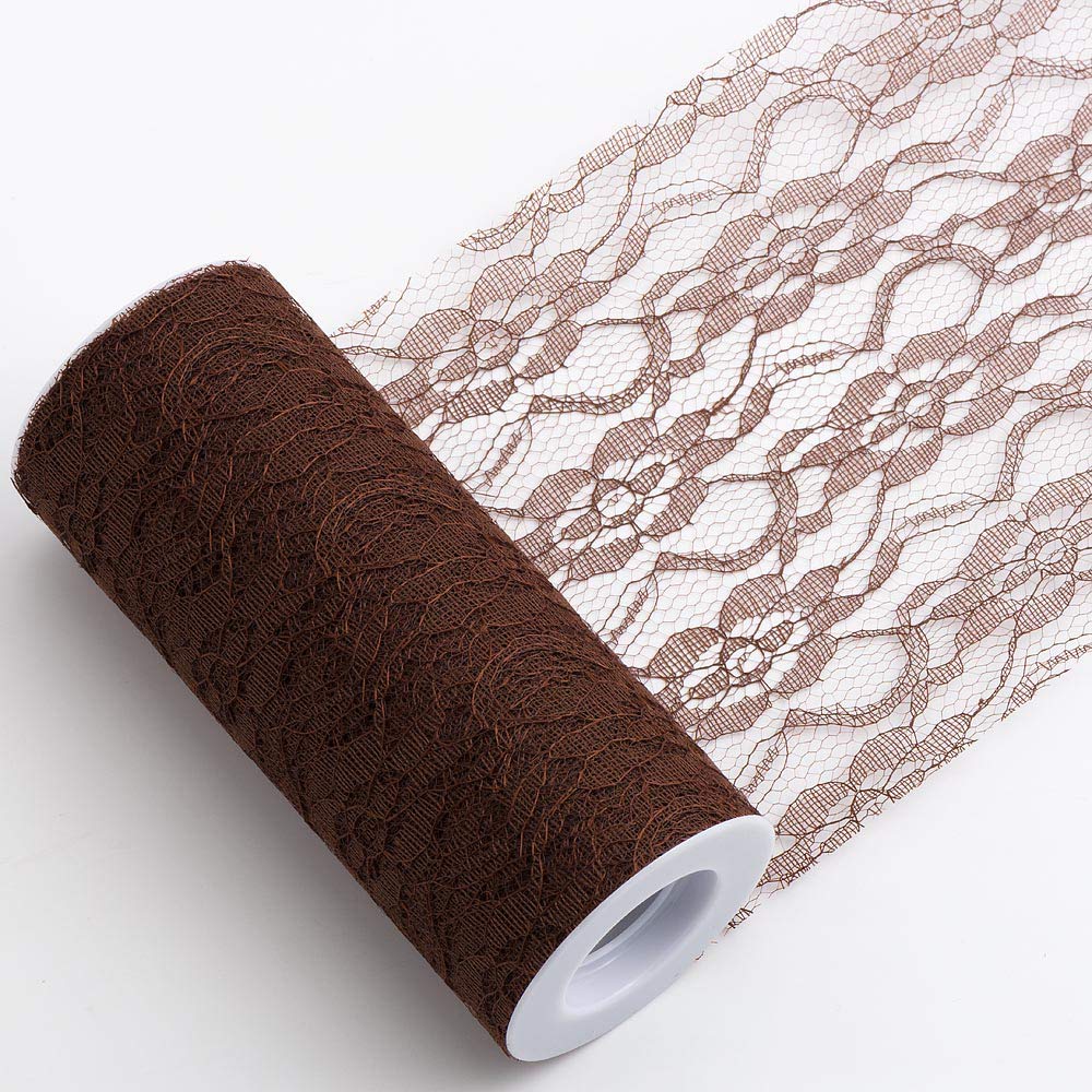 Italian Options, Lace Fabric, 15cm x 10 Metres, Brown