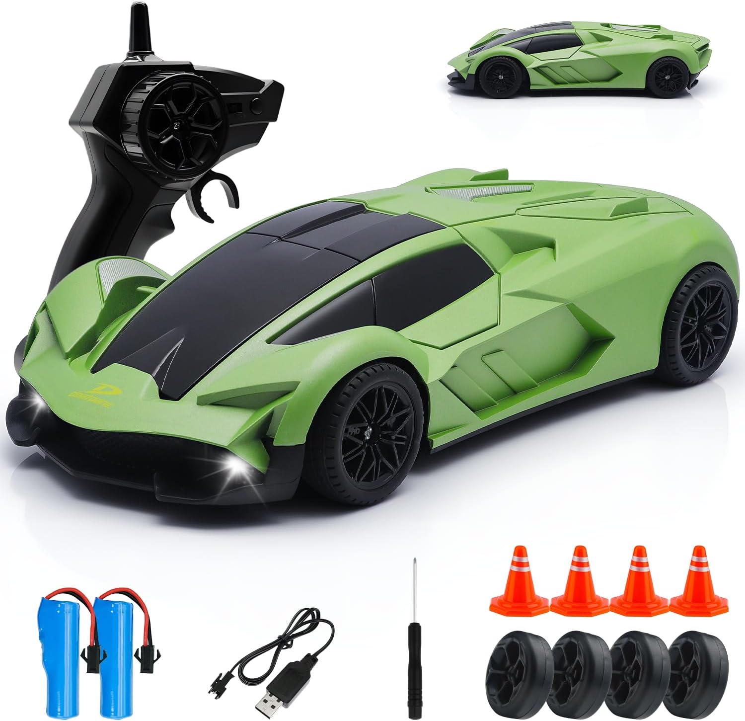 Snugzy RC Drift Car 1:20 Scale RC Cars 2.4GHz Remote Control Car Toy Gifts for Kids (Green)
