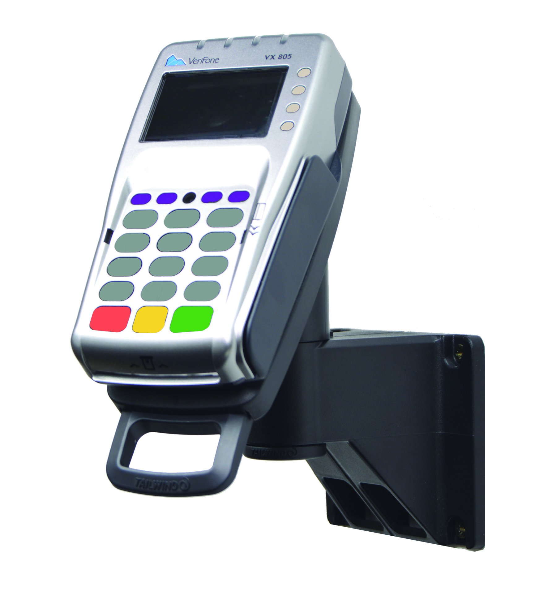 ENS Tailwind Vx805/Vx820 7" Latch and Lock Wall Mount PIN Pad Stand - Adhesive Installation, Black