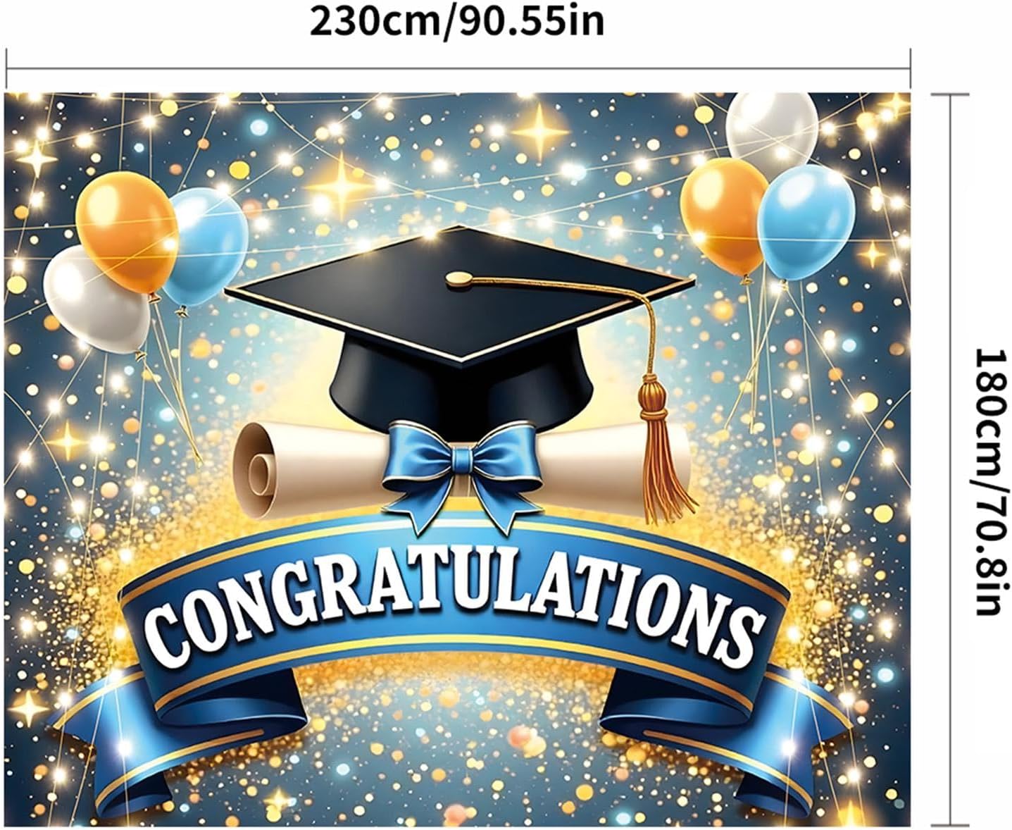 Congratulations Grad Backdrop - Graduate Ceremony Photography Background Prop | Congratulations Photo Booth Backdrop, Party Favor for High School, College, University - Image 5
