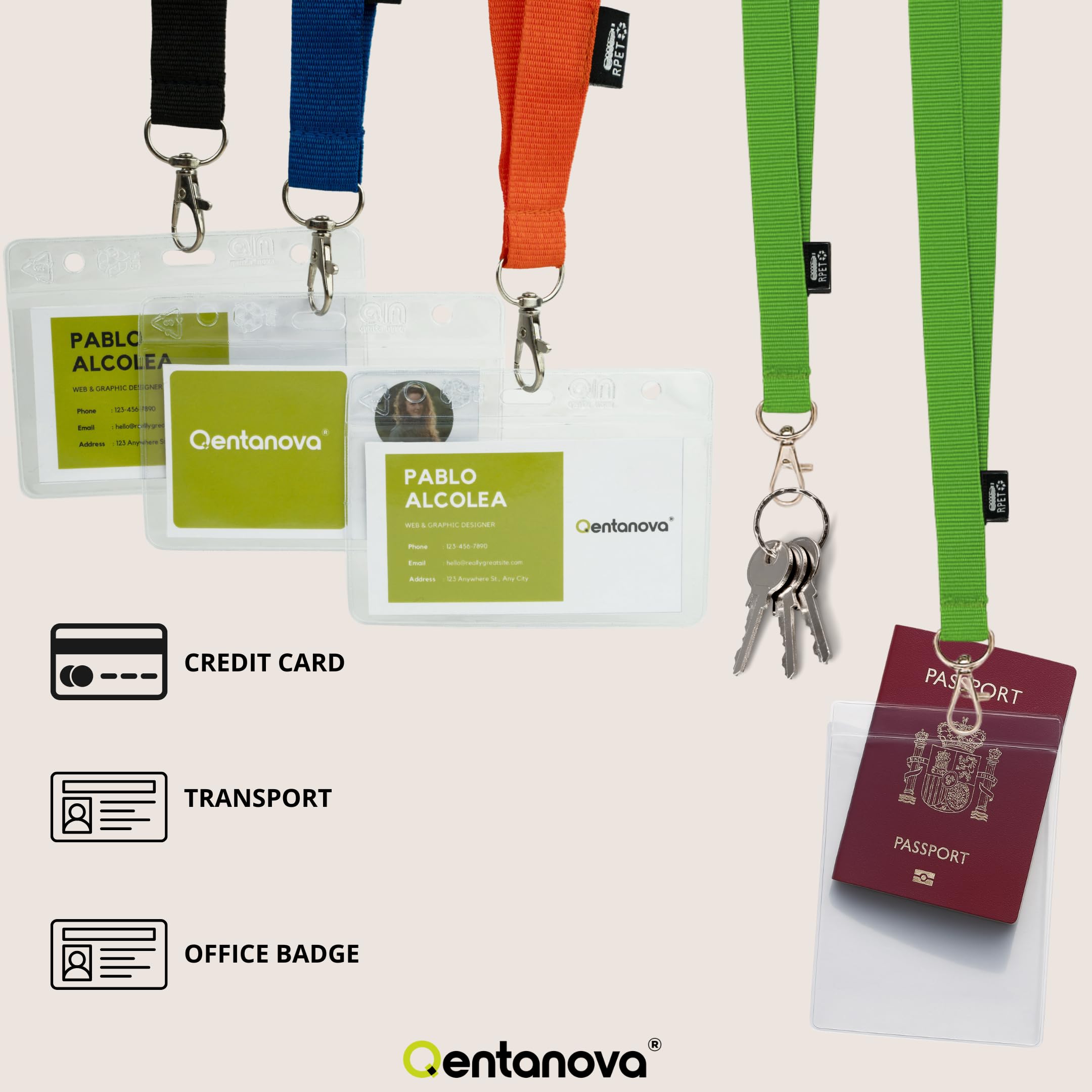 50 lanyard reciclado acreditaciones colgantes credenciales badge holder cinta porta credenciales