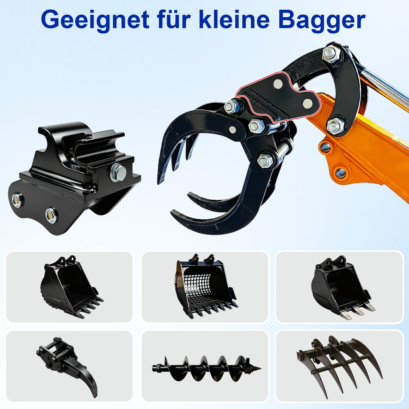 Mechanischer Schnellwechsler – Robuster Kupplungsadapter für Baggerarme, Hochleistungsstahl, Schneller Wechsel von Anbaugeräten für 800-1800 kg Minibagger
