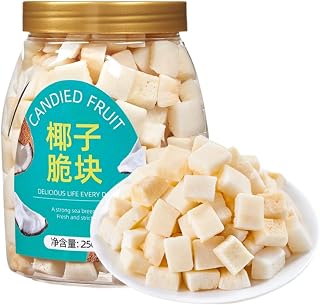 WEIJUEJIYI Dried Coconut,Coconut Chunks 250g/8.81oz Crispy Coconut Flakes Snack, Without any Additives, Rich Aroma, Light Sweet Taste, it is a healthy tropical snack