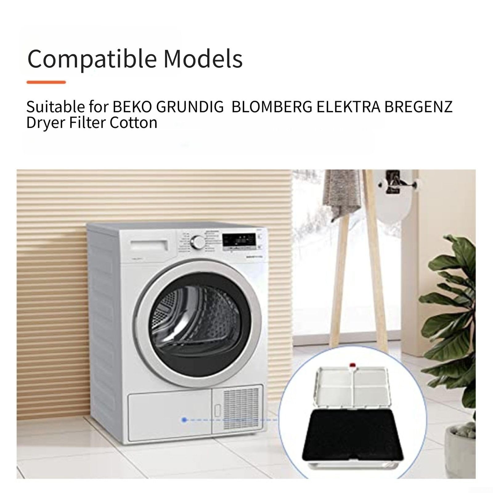 para filtro Secadora para algodón Activado para beko 2964840100 Repuesto