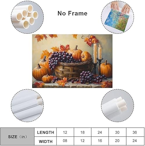 Miniatura 2 de Arte De Pared De Calabaza, Lienzo De Otoño, Cocina, Comedor, Decoración De Pared, Pintura De Hojas De Arce, Cosecha De Acción De Gracias Wall Art