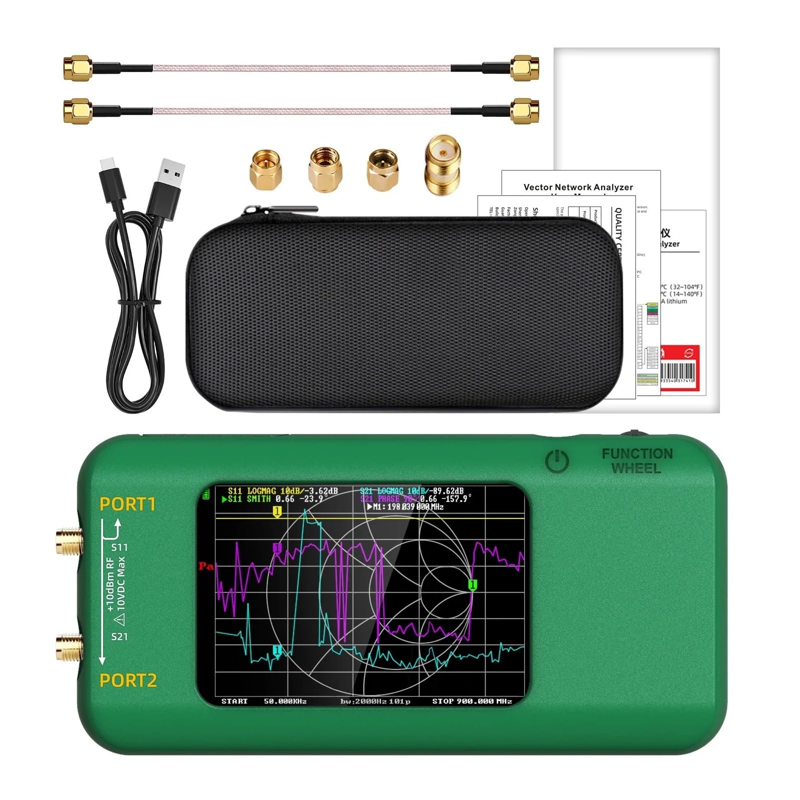 Analizador de red vectorial P5, 10000 a 1,5GHz, ondas estacionarias, HF, VHF y UHF, con tarjeta memoria 4GB, pantalla 3,98pulgadas, comprobador digital redes vectoriales