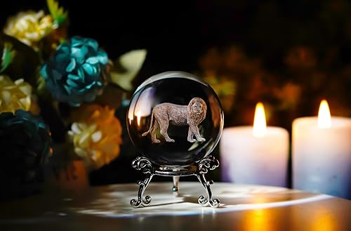 Miniatura 7 de HDCRYSTALGIFTS Bola de cristal de cocodrilo de 2362in con soporte decorativo de pisapapeles 3D grabado con láser esfera de animales novedosa
