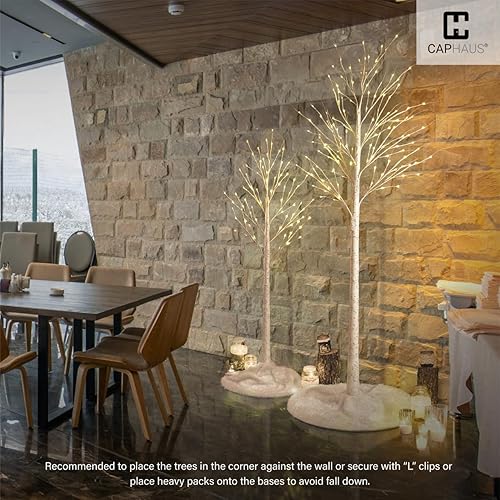 Miniatura 5 de CAPHAUS 468 pies, 487296 pulgadas, juego de 3 abedules preiluminados de color blanco completo con 4872132 luces LED, árbol de ramita blanca