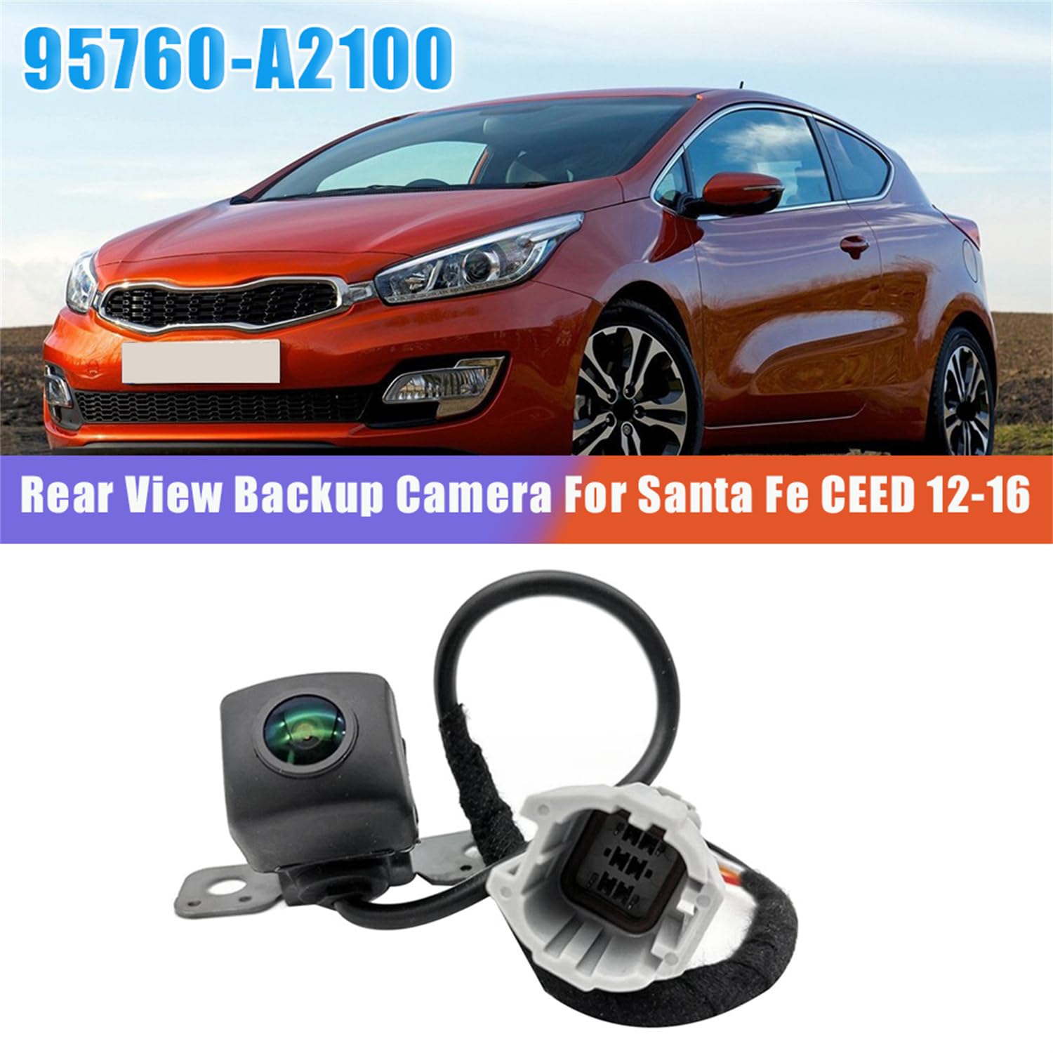 Samochodowa kamera cofania samochodowa zamiennik tylnej kamery do Hyundai Santa Fe 13-16 / KIA CEED 12-16 95760-A2100 95760A2100, wodoodporny metalowy monitor sterujący samochodem