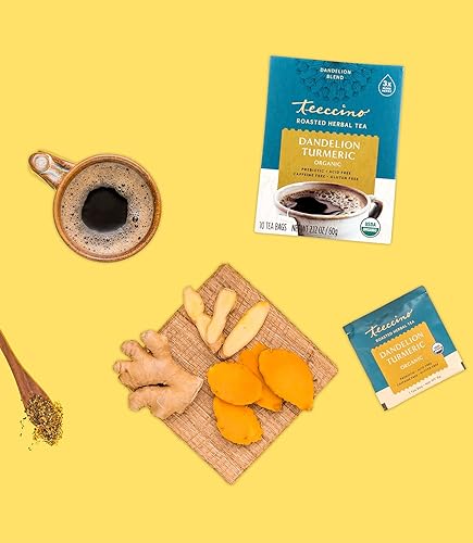 Miniatura 6 de Teeccino Dandelion Turmeric Tea - Caffeine-Free, Organic, Roasted Herbal Tea with Prebiotics, 3x More Herbs than Regular Tea Bags, Gluten Free - 10