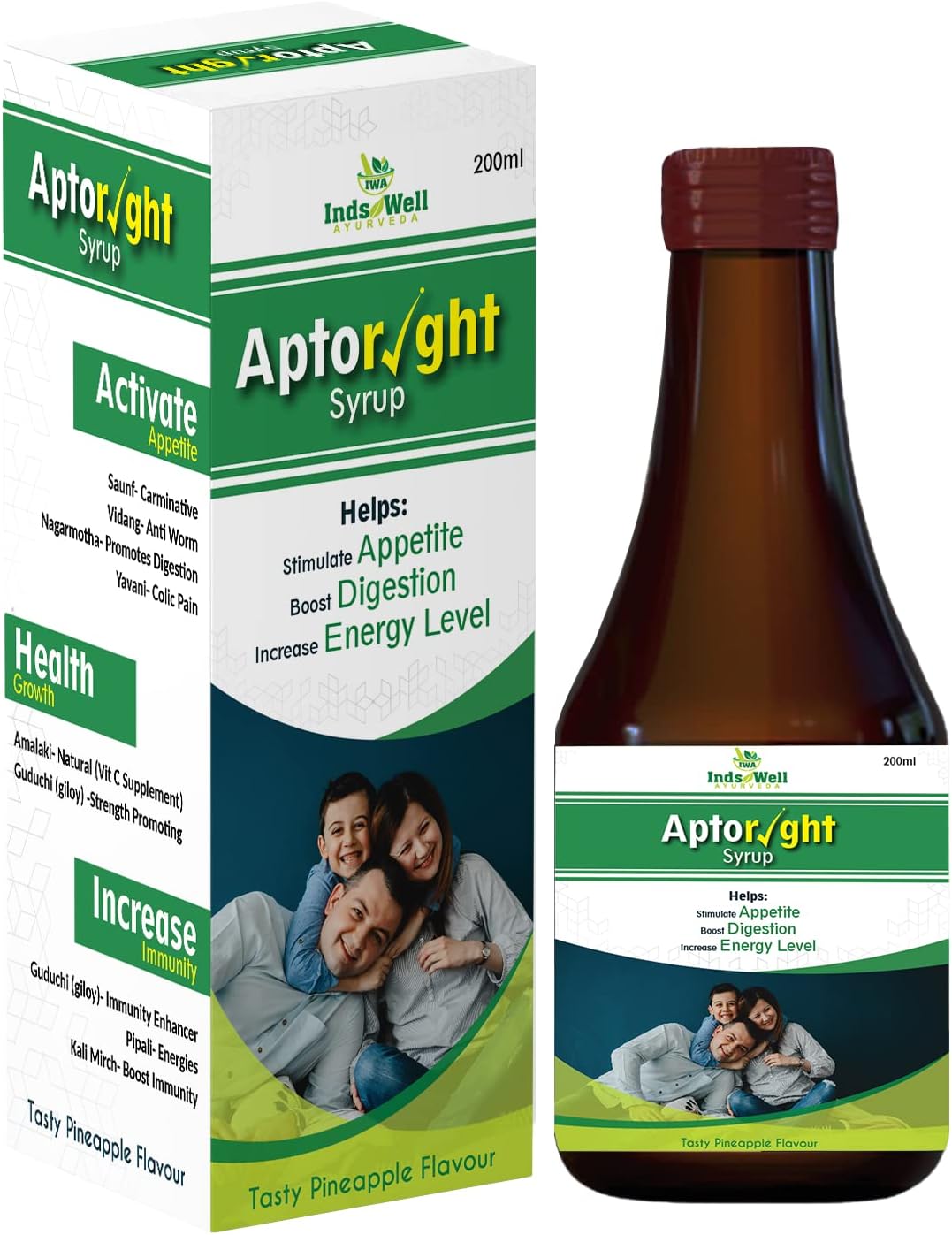 Aptoright 100% Ayurvedic | Appetite Stimulant For Children | Aptivate Syrup Helps Boost Immunity Naturally - (Pineapple Flavour, 200ml)