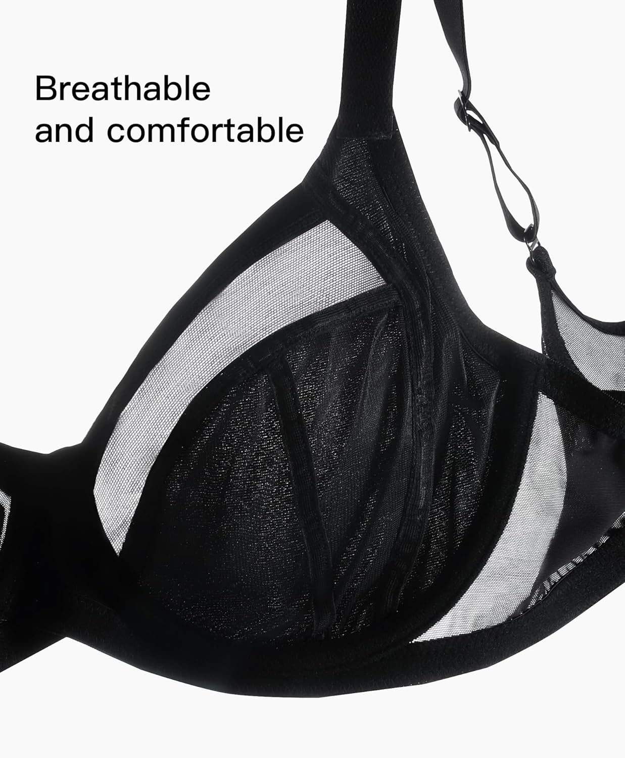 Minimizer Bras for Women Full Coverage Unlined Underwire Lace Bra Plus Size Supportive Lightweight Lace 34D-42I - Image 5