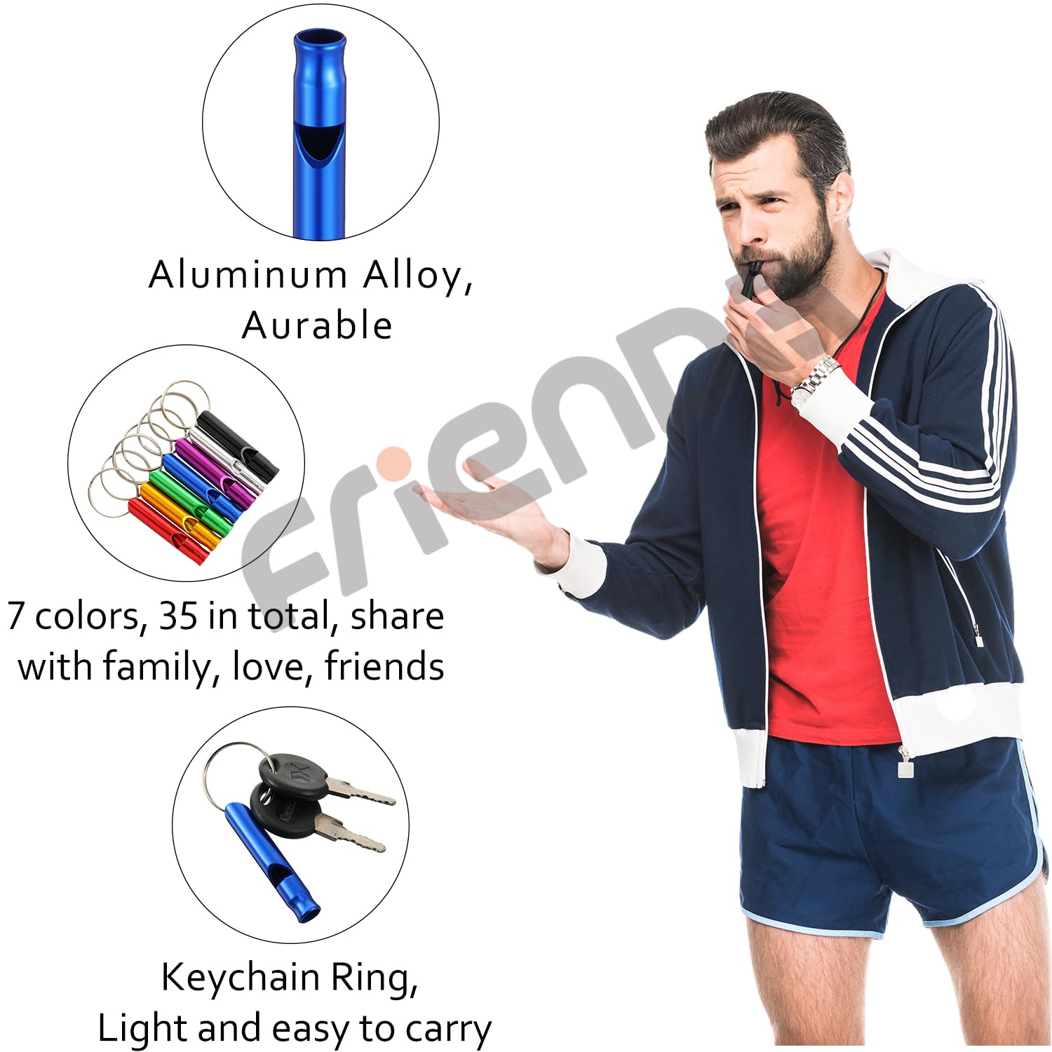 6 Pack Emerg-ency Survival Whistle, Aluminium Metal Keychain Whistle, Safety Whistle For Hiking, Mountaineering, Off-Roading And Tourism(Random Color