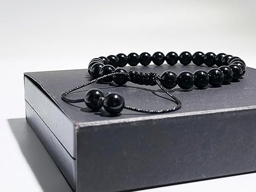 Vista 6 de Triple Protection Bracelet for Women Amethyst Crystal Bracelet Handmade Crystal Beads Bracelet (6mm, Black Onyx)