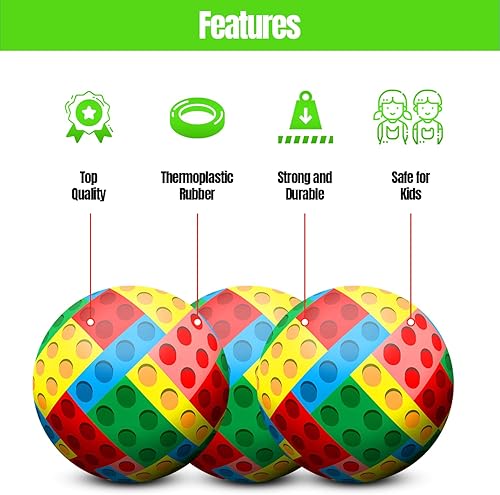 Miniatura 3 de New Bounce Pelotas inflables para niños, juego de 6 bolas con inflador, bola de 8.5 pulgadas para niños, niños pequeños y mascotas