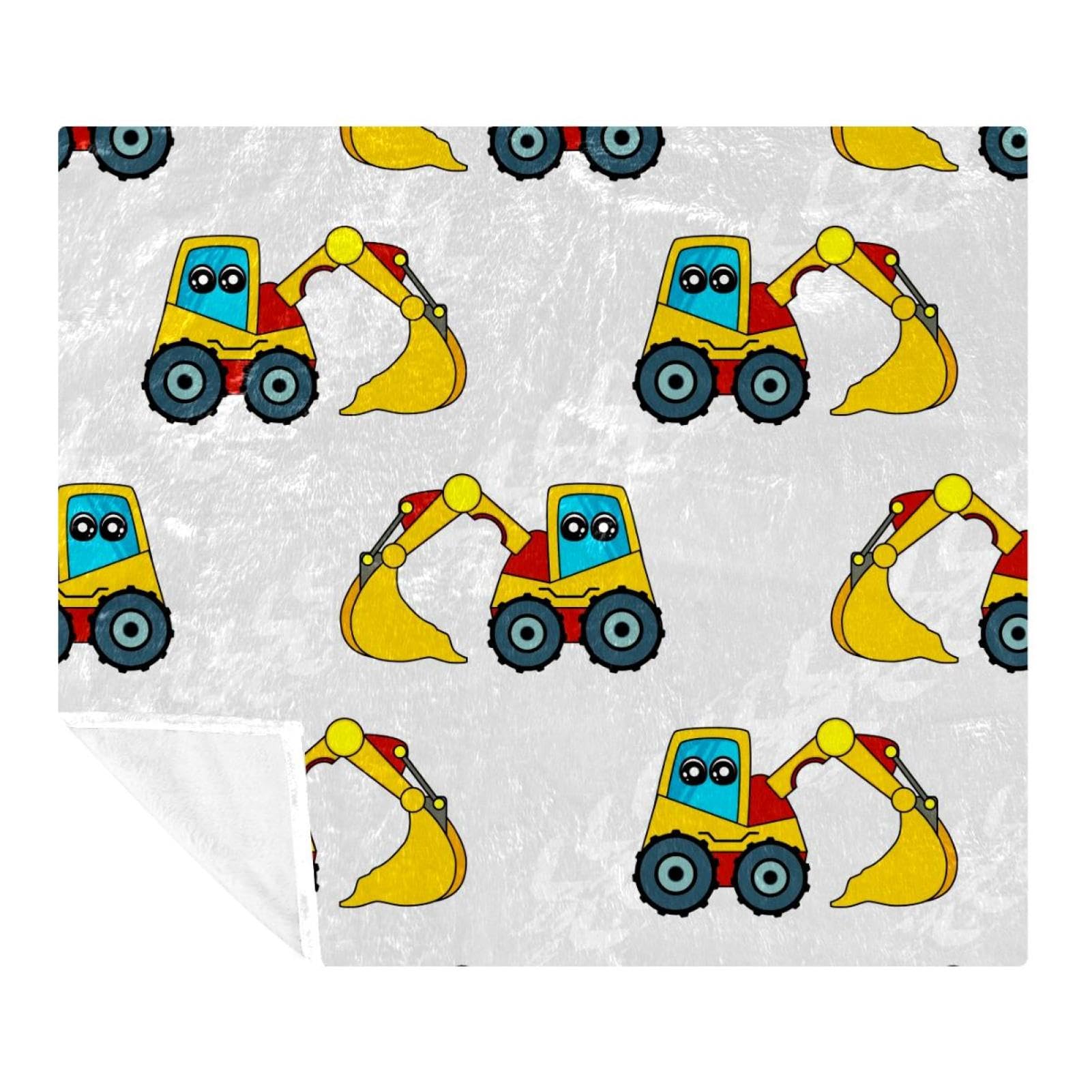 Couverture polaire en microfibre léger motif pelleteuse dessin animé 150x200cm pour lit et canapé