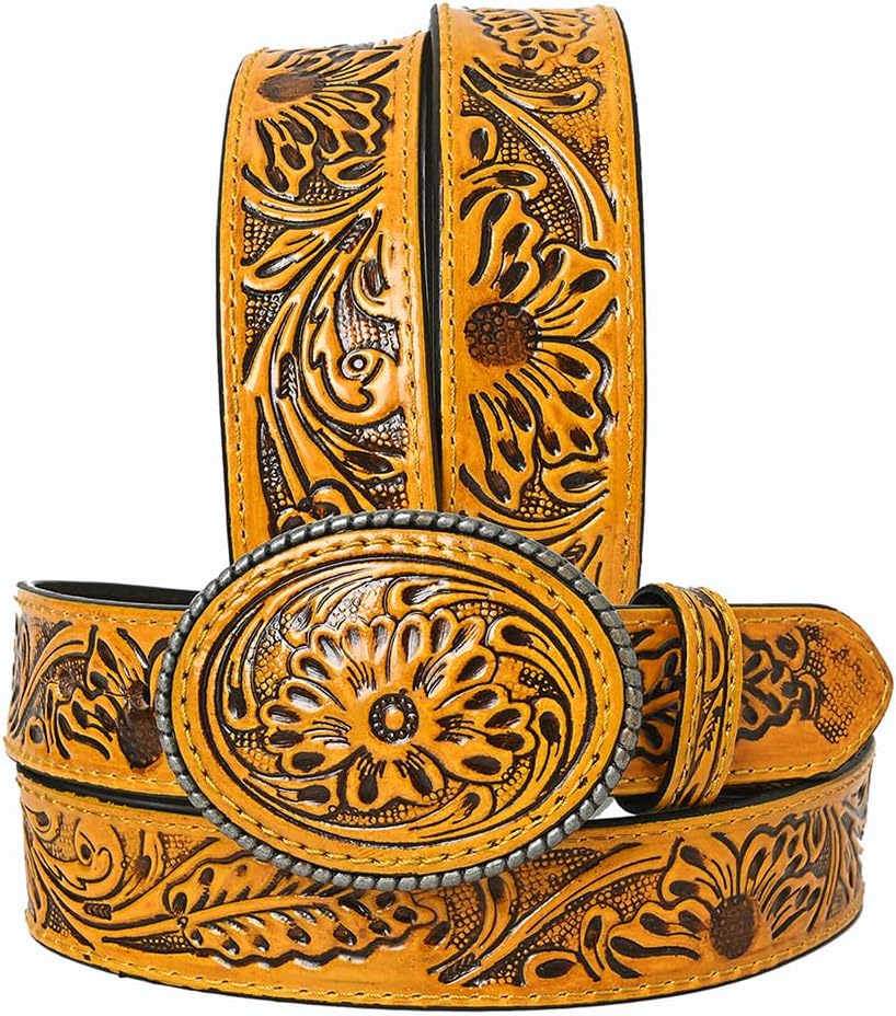 American Darling Belt Beautifully Hand Tooled Leather Unisex | Western Handcrafted