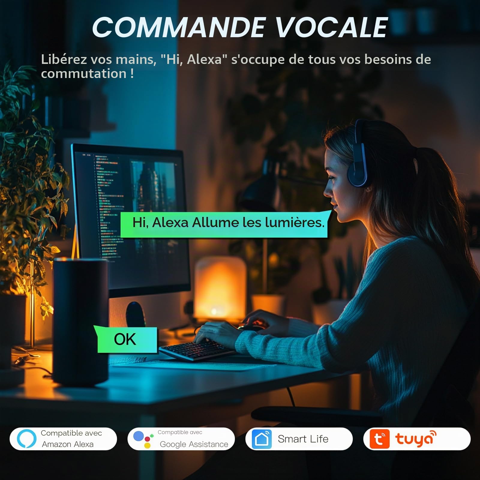 BSEED Interrupteur Connecté WiFi,Blanc Interrupteur Va et Vient avec Écran Tactile,1 Gang 2 Voie Interrupteur Tactile Mural WiFi,Compatible avec Alexa etGoogle Home(Ligne Neutre Requis)-2Pack