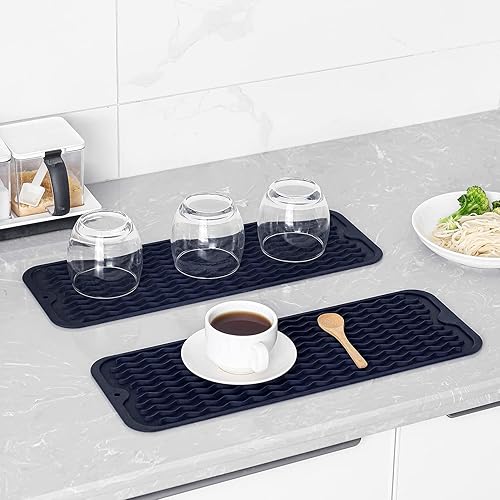 Miniatura 749 de Tapete de silicona para secado de platos para múltiples usos, fácil de limpiar, ecológico, resistente al calor, tapete de silicona para encimera