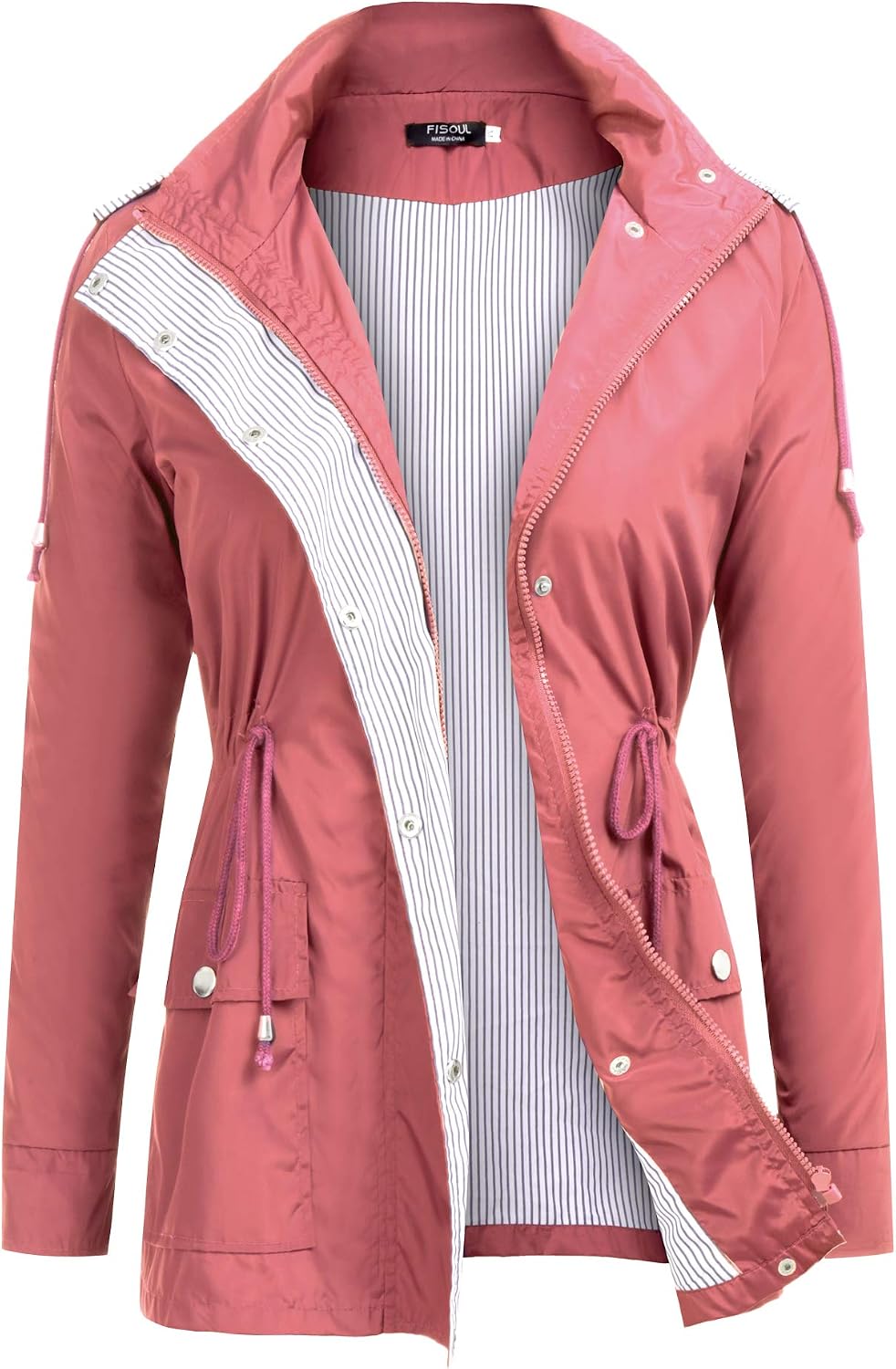 FISOUL Raincoats Waterproof Lightweight Rain Jacket Active Outdoor Hooded Women's Trench Coats