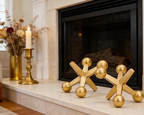 Miniatura 6 de Retro Jack Knick Knacks Gold Accent Decor Set de 2 pequeños objetos decorativos antiguos para el hogar, dormitorio, oficina, estante, escritorio,