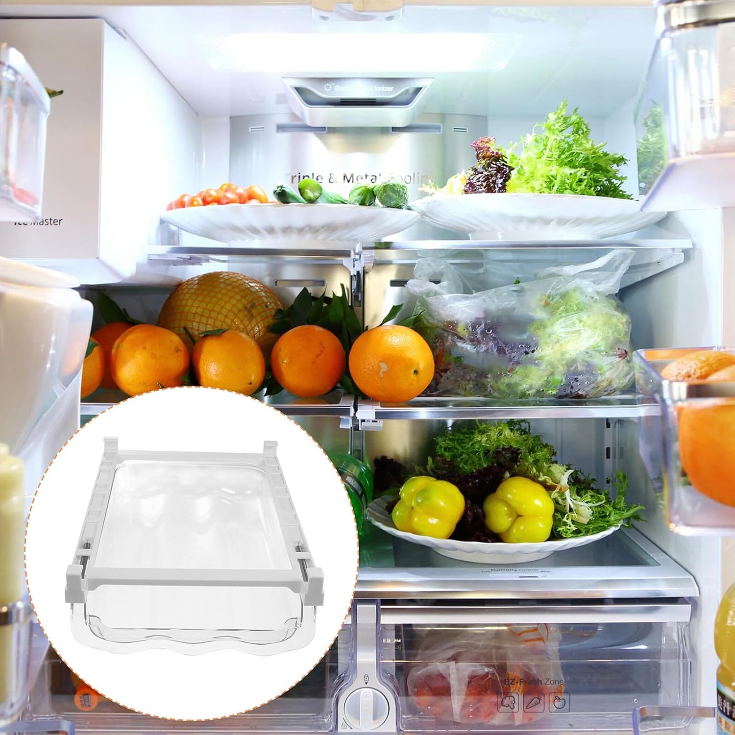 Hanging Egg Storage Box with Drawer for Refrigerator White Fridge Egg Holder Rack for Space-saving Kitchen Storage