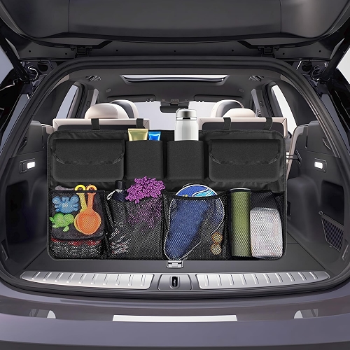 Organizador de Porta Malas Carro, Organizador de Pendurar no Banco Traseiro, Bolsa Dobrável de Armazenamento de Carro, Organizador de Porta-malas, 8 Compartimentos de Armazenamento