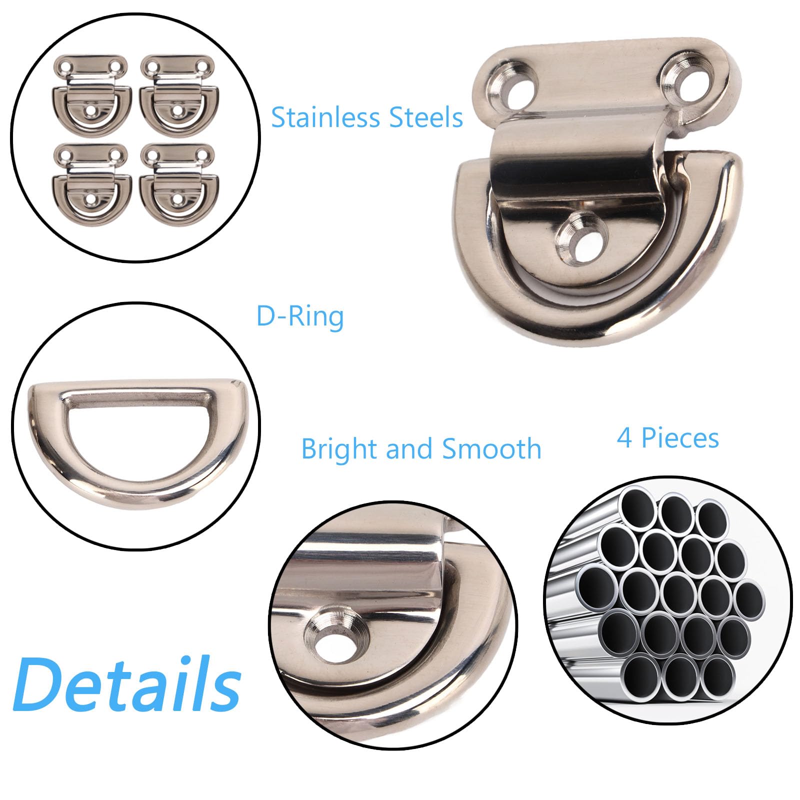 Occhielli Di Ancoraggio Ad Anello A D - Set Di 4 In Acciaio Zincato | Con Viti E Staffe | Per Fissaggio - Foto 7