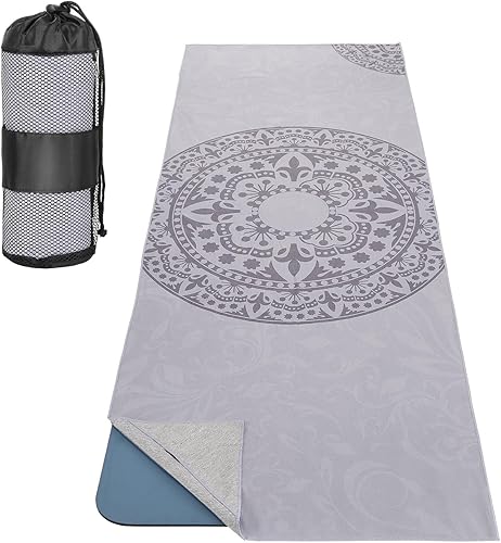 MoKo Hot Yoga Towel, Non-Slip Yoga Mat Towel with Grip Dots, 74.4"×27.3" Yoga Mat Cover for Pilates, Fitness, Meditation, Swimming Pool, Beach,
