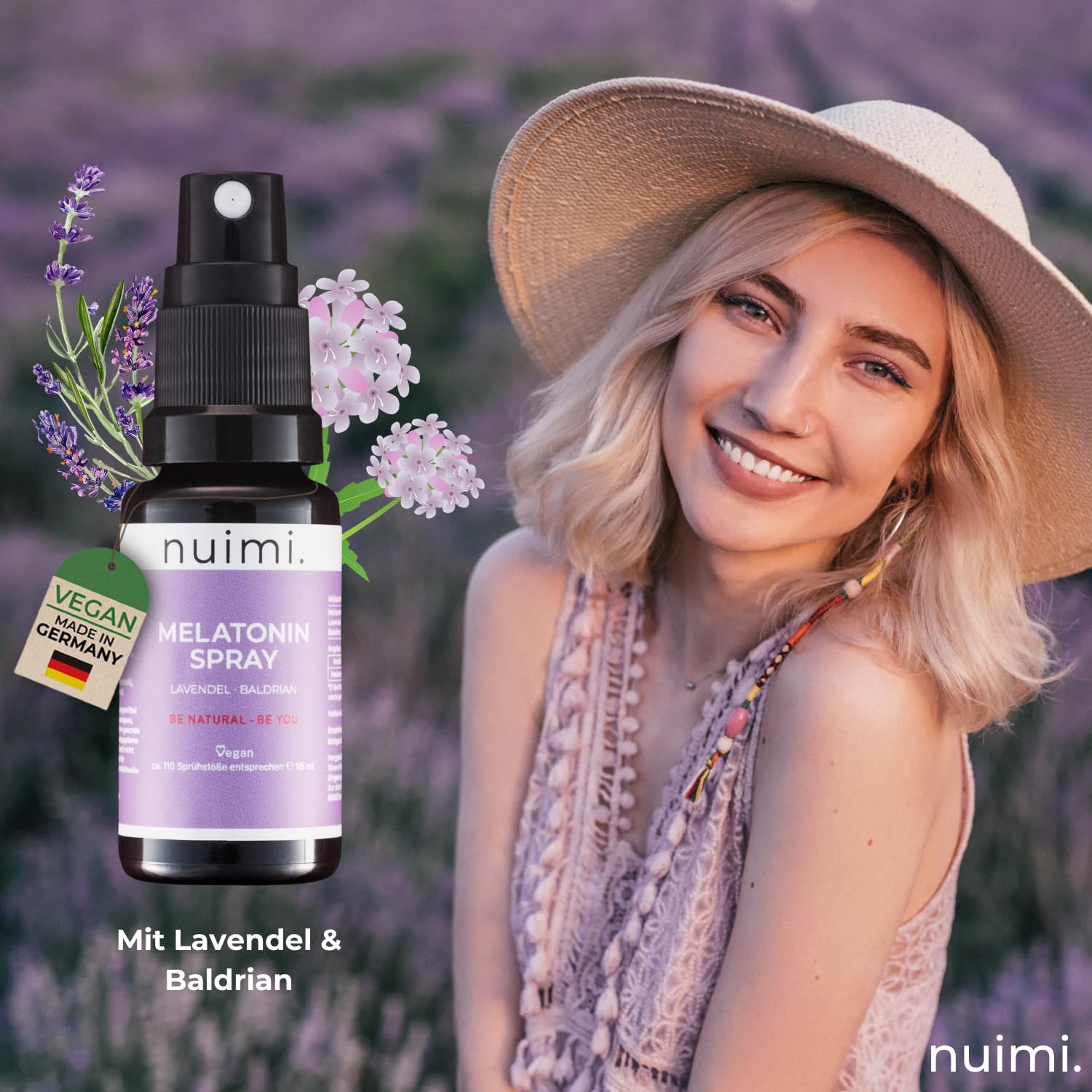 nuimi. Spray de melatonina | MHD CORTO | el doble de fuerte que productos similares | probado clínicamente y científicamente | sabor agradable | 110 días de stock | alta biodisponibilidad | vegano