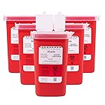 Alcedo Sharps Container for Home Use and Professional 1 Quart (5-Pack), Biohazard Needle and Syringe Disposal, Small Portable Container for Travel