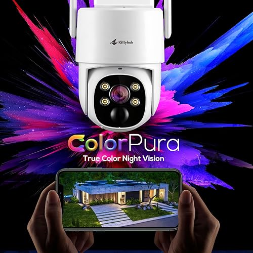 Miniatura 2 de Kittyhok Sistema de cámara de seguridad solar para exteriores inalámbrico 4 cámaras de seguridad PTZ solares 2K, visión nocturna a color