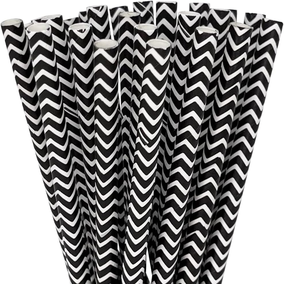 Just Artifacts Chevron Stripe Paper Straw 25pcs Black