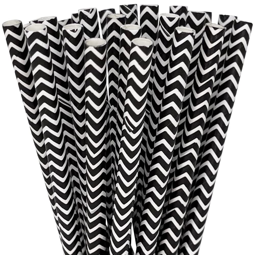 Just Artifacts Chevron Stripe Paper Straw 25pcs Black
