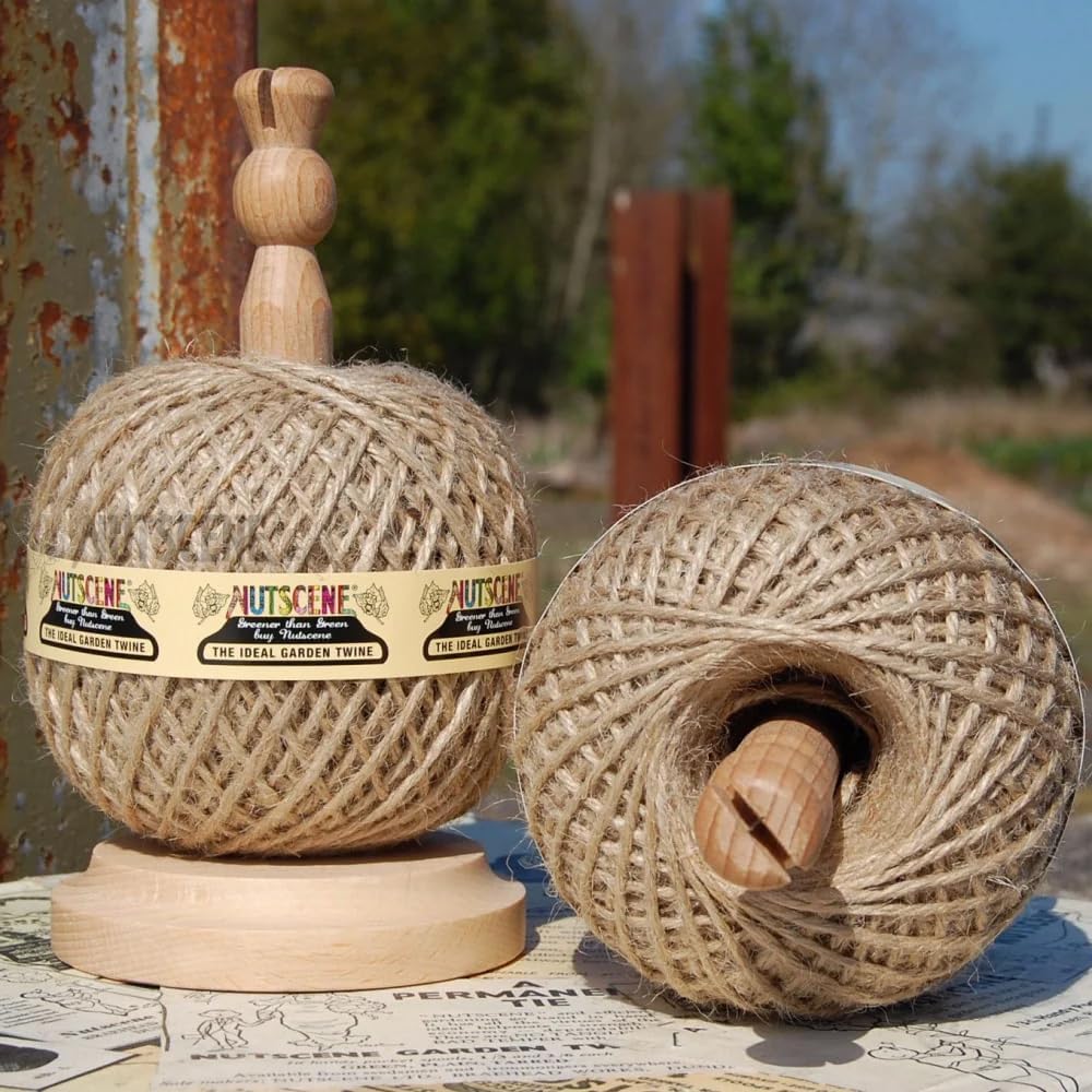 Nutscene Iconic Garden Twine on Wooden Spindle with Embedded Cutter, Traditional Scottish Heritage Brand, Available in Lots of Assorted Colors (or Colours). (Green)