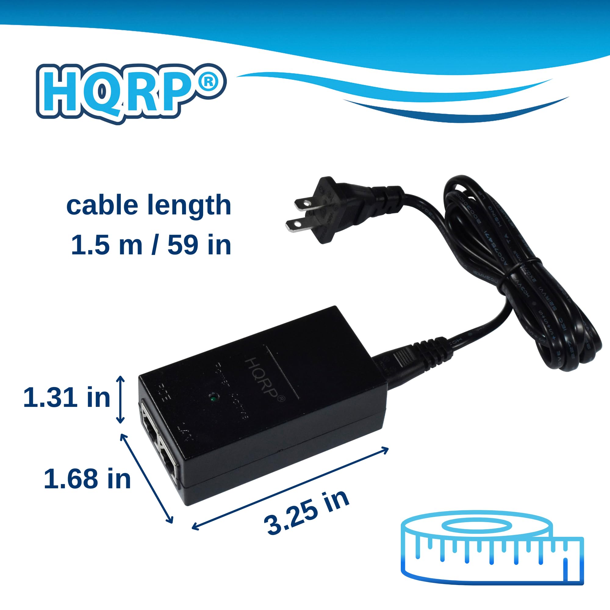 HQRP 48V PoE Injector Adapter Power Supply 10/100Mbps IEEE 802.3af for Cisco, Polycom, Aastra, TP-Link TL-POE150S, TRENnet TPE-113GI, Axis, EnGenius EPA2406GR, Ubiquiti U-POE-AF IP Cameras Phones AP