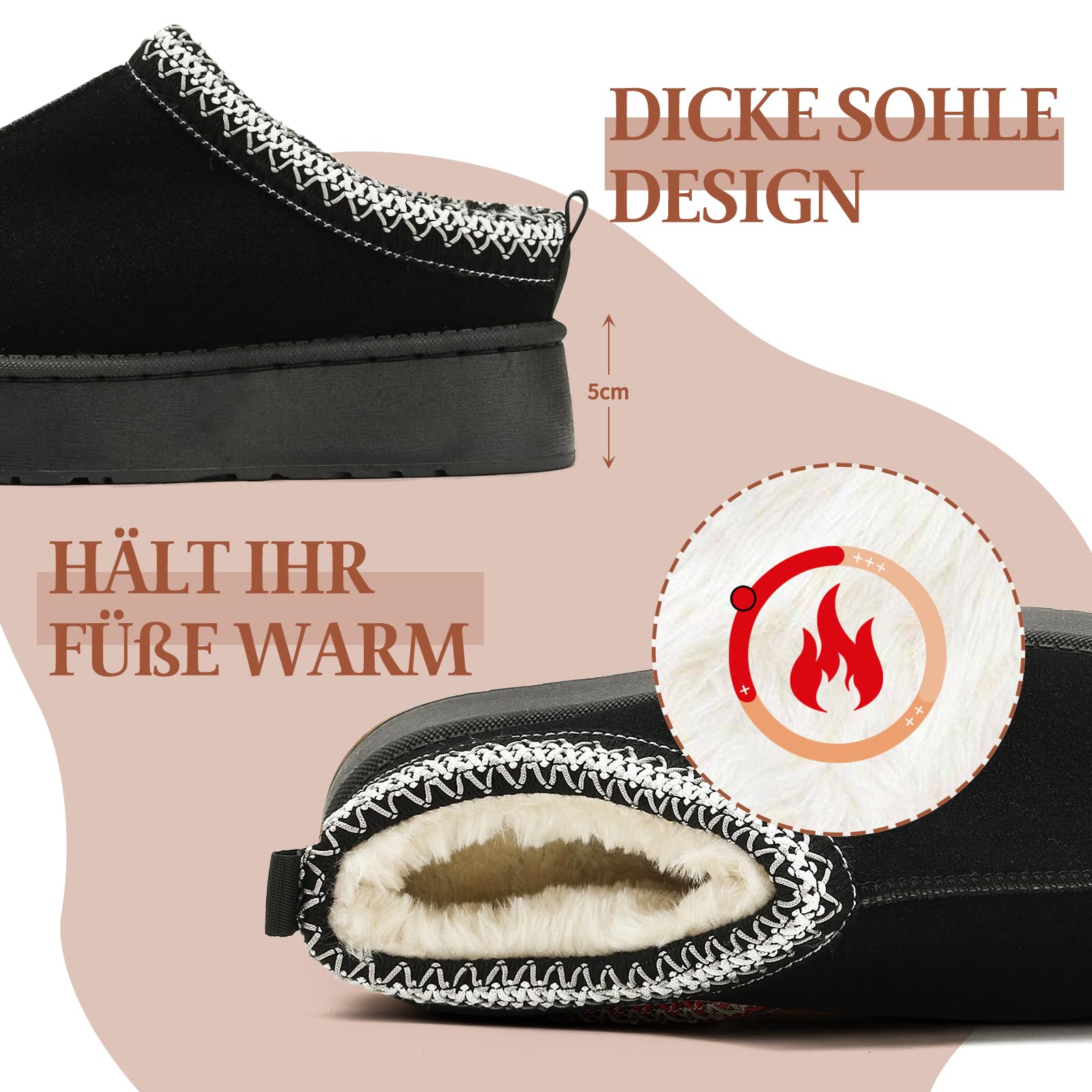 Rumkok Stivali Da Neve Donna, Invernali Caldo Comode Moda con stivali con pelo Scarpe, Leggeri e Antiscivolo Breve Doposci Stivaletti Scarponcini Scarpe Stivali per Esterni