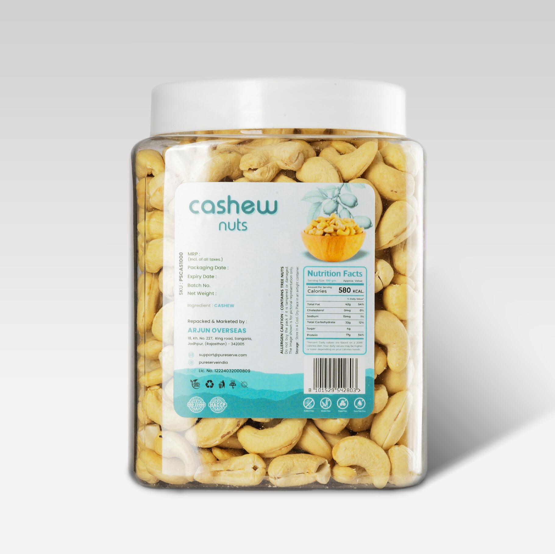 Pureserve Premium Whole Cashews 1Kg - Super Crunchy & Naturally Sweet | Rich in Protein & Healthy Fats | Ideal for Snacking, Cooking & Gifting | Vegan & Gluten-Free - Image 3 thumbnail
