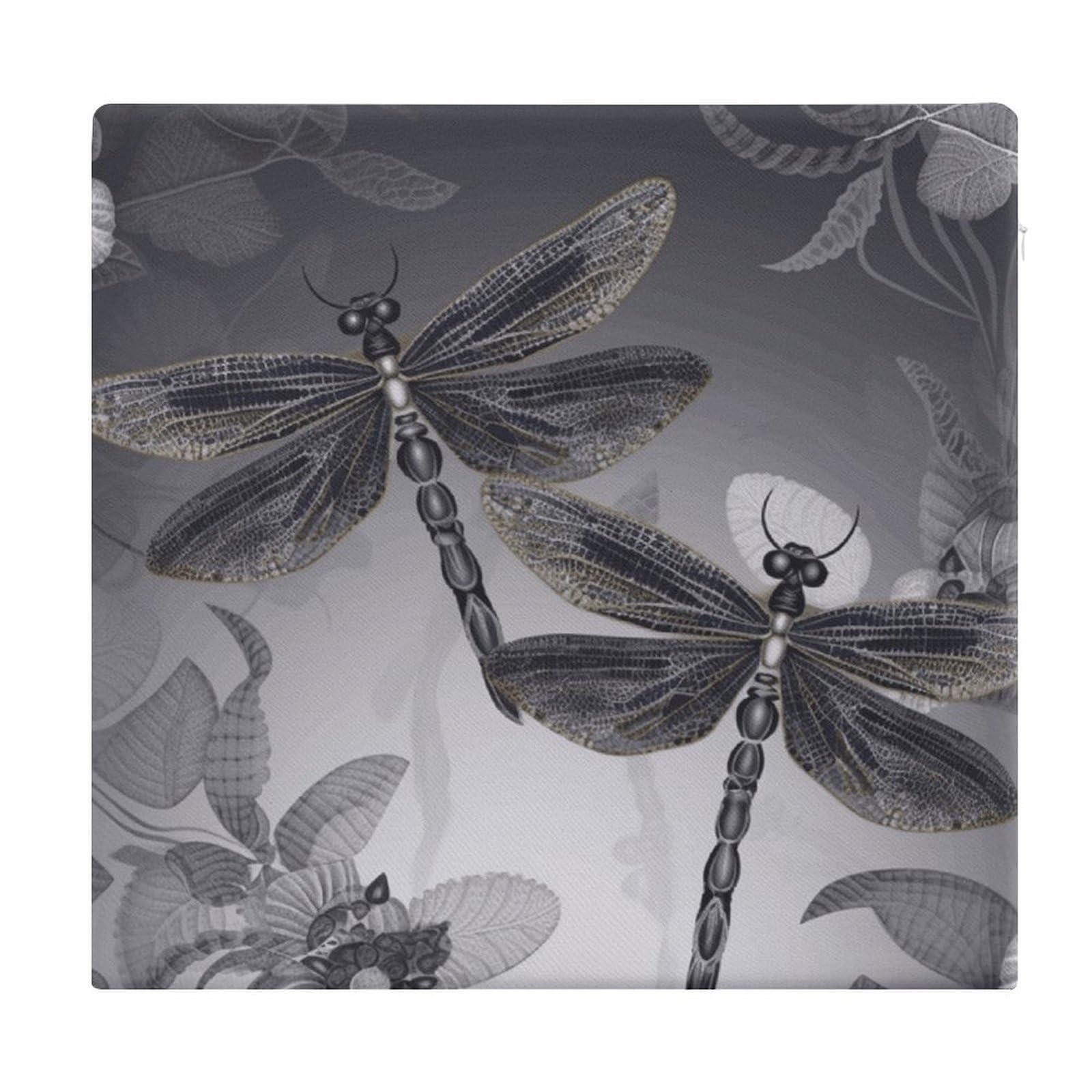 VstaDank Dragonflies Grey Chair Cushion for Dining Chairs Breathable Square Chair Pads Non-Slip Seat Cushions Memory Foam Pad Floor Pillow for Meditation Or Yoga 13.8”x15”