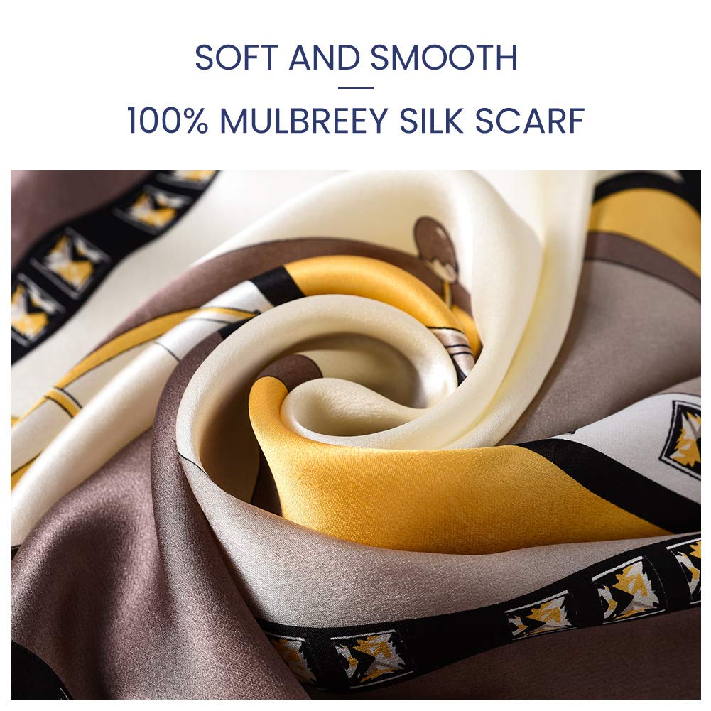 STORY OF SHANGHAI Sciarpa di 100% Seta Charmeuse da Donna Foulard a Raso con Fantasie Orientale, 56x177cm