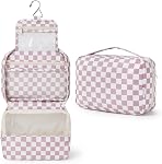 Narwey Stripe Hanging Toiletry Bag Women Travel Toiletries Bag Cosmetic Makeup Bag Water-Resistant Organizer for Girls (Mint Green Stripe)