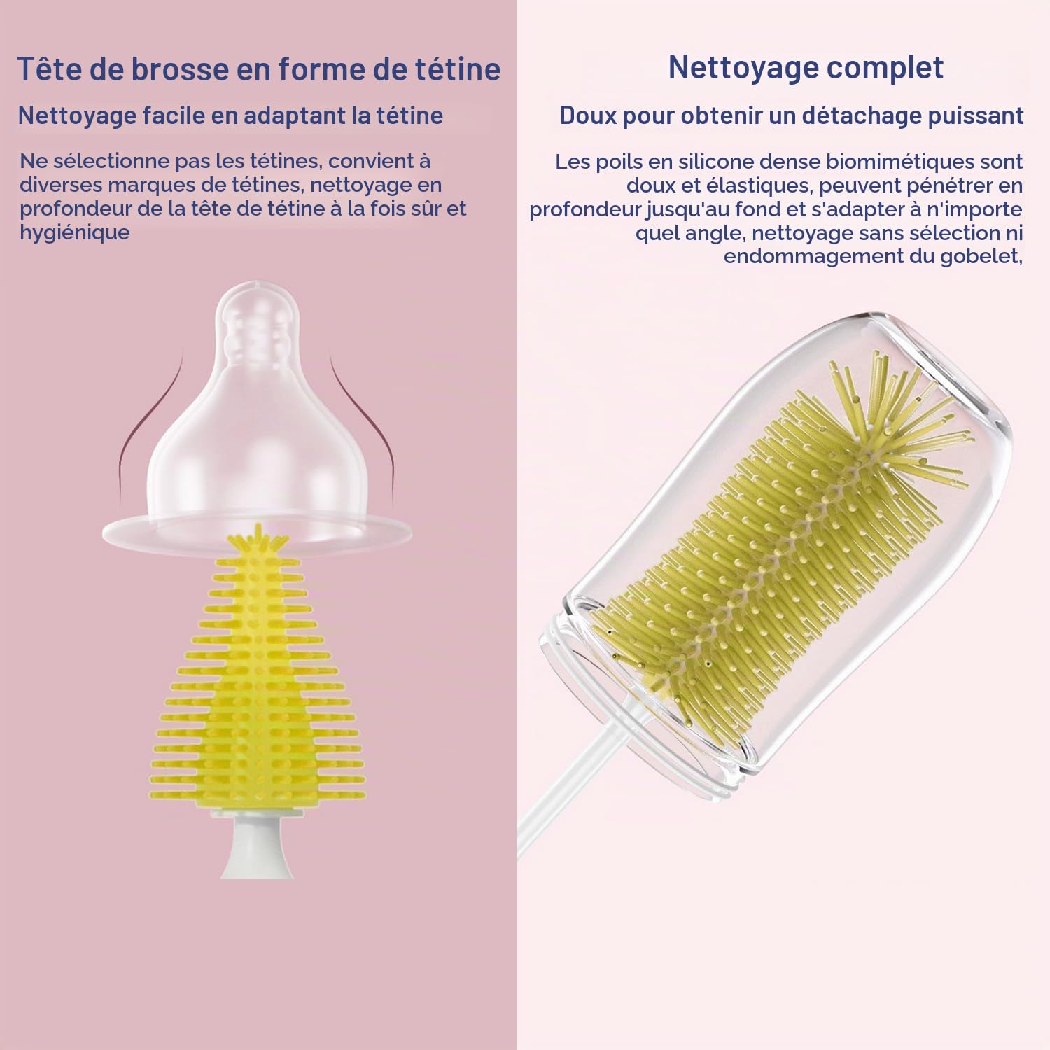 QUMOX Brosse Électrique pour Biberon Bébé, Kit de Nettoyage 6-en-1 Rechargeable USB avec Boîtier de Rangement – Brosse Motorisée pour Biberons, Tétines, Pailles, Tasses et Gobelets (Jaune)