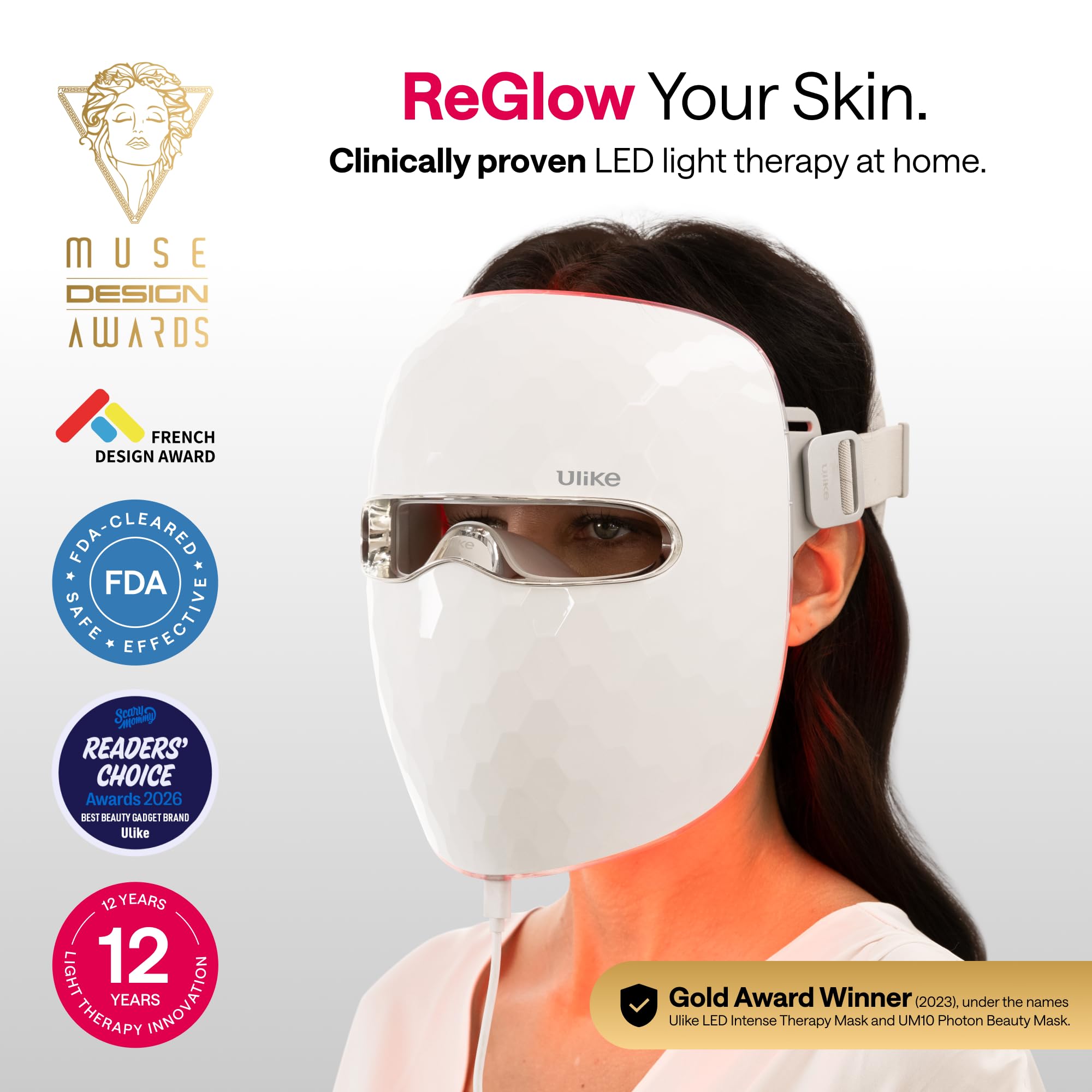 Ulike Red Light Therapy Mask for Face,360° full face coverage view 2