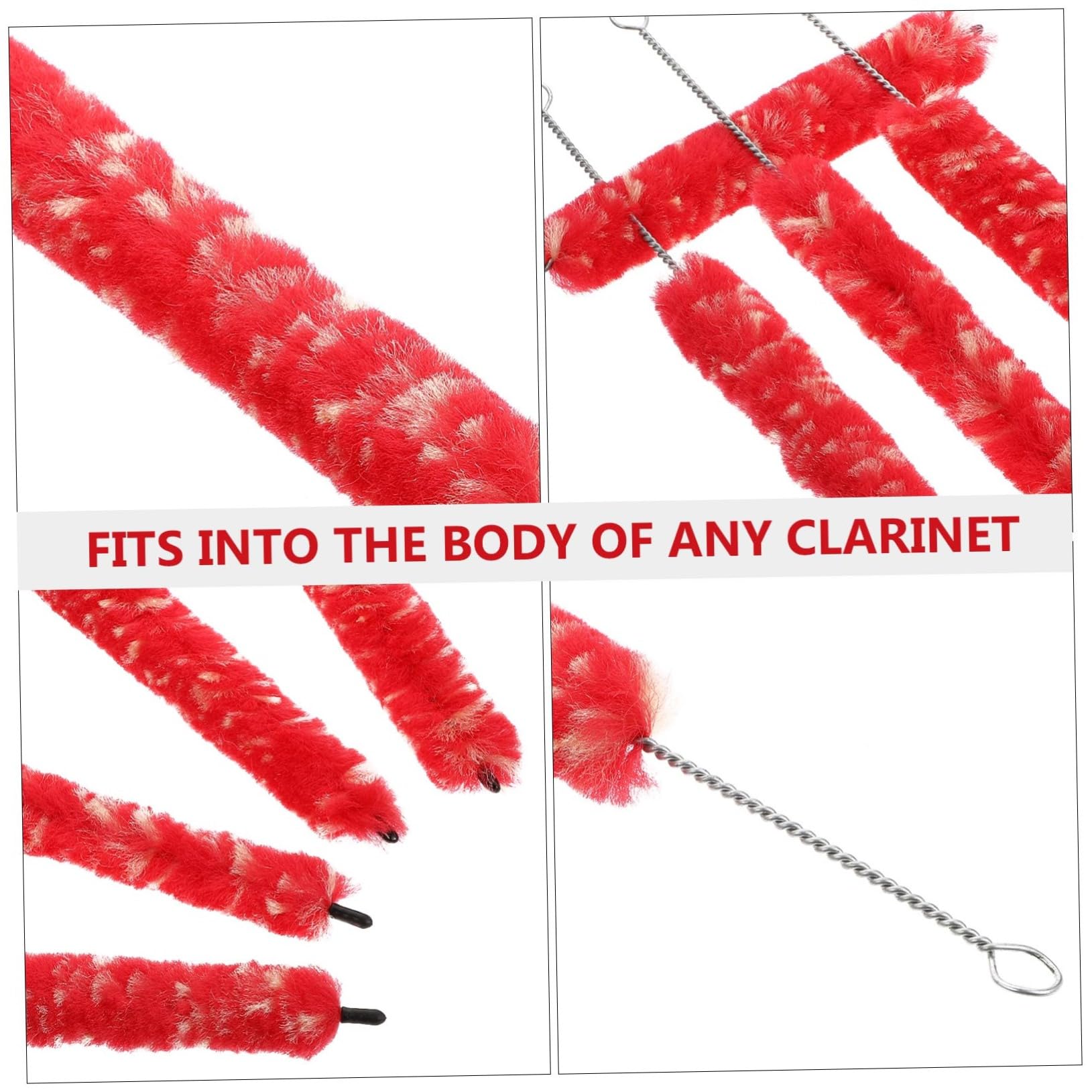 ifundom 4pc Pack Clarinet Brush Cleaner for Woodwind Instruments Portable Cleaning Tools Random Color