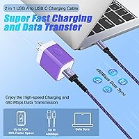 Vista 4 de Cable de carga Android tipo C, cable de carga rápida, cable de carga USB C de 3/6/10 pies para Samsung Galaxy Z Fold 7 6 5 Flip 7 6 5 A17 A15 A16