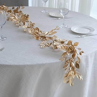 Efavormart 6ft Metallic Gold Magnolia Leaf Table Garland, DIY Craft Hanging Vine Wreath