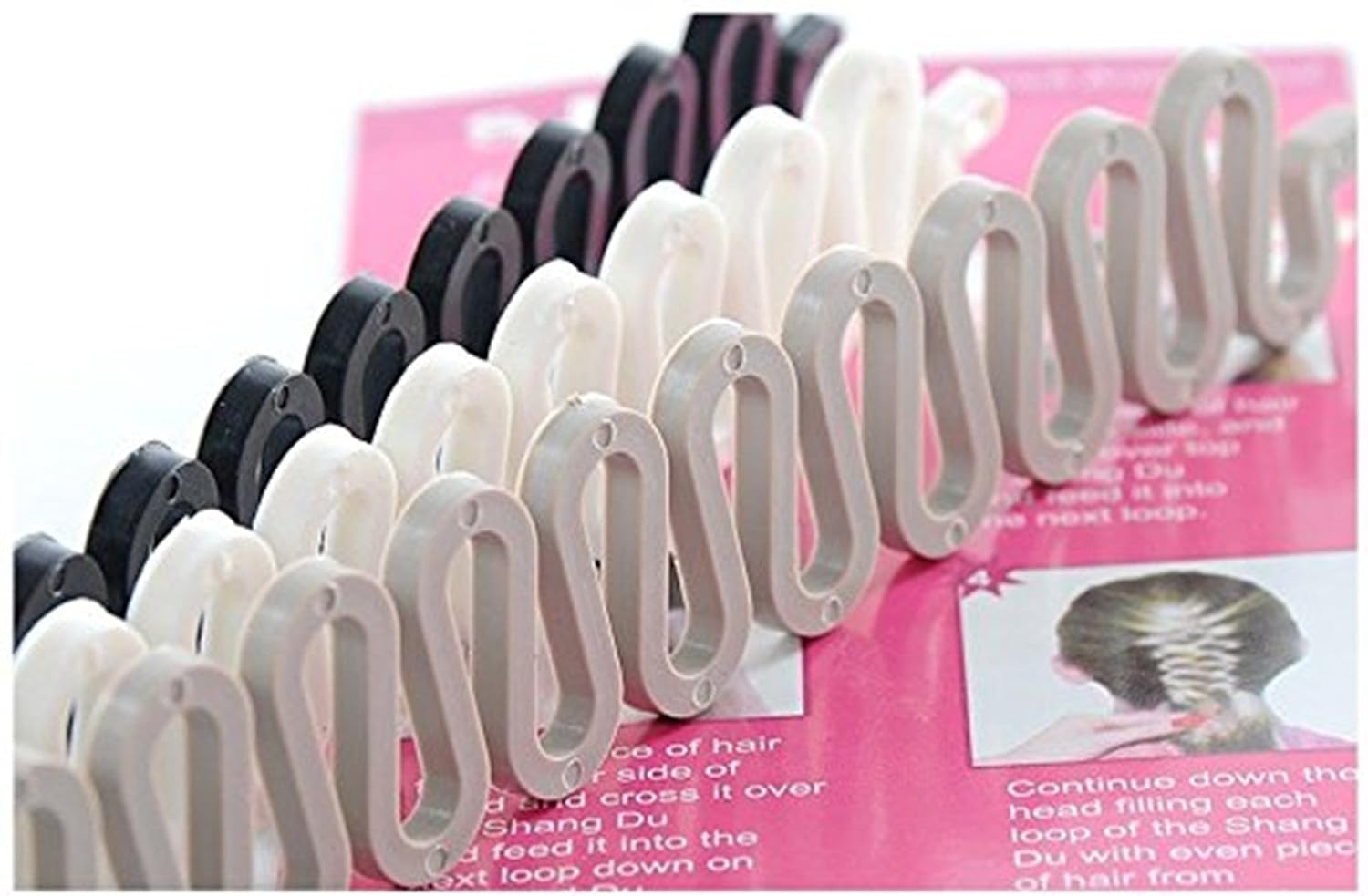 6PCS Women Fashion Hair Styling Clip Hair Braider Twist Styling Braid Tool Magic Wonder Holder Clip DIY French (Black)