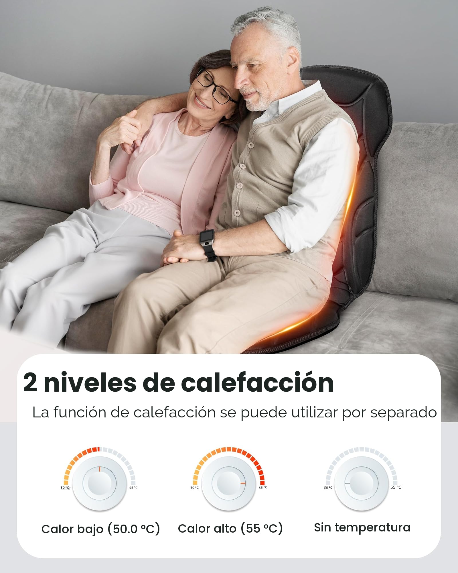 COMFIER Asiento Masajeador con Calor, Masajeador Espalda por Vibración | 8 Nodos de Masaje y 5 Modos, Masajeador Espalda para la Oficina en casa, Asiento Masaje para el Dolor de Espalda, Regalos